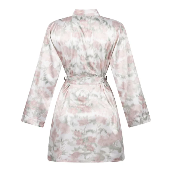 Kimono Satiné à Imprimé Floral - Blanc
