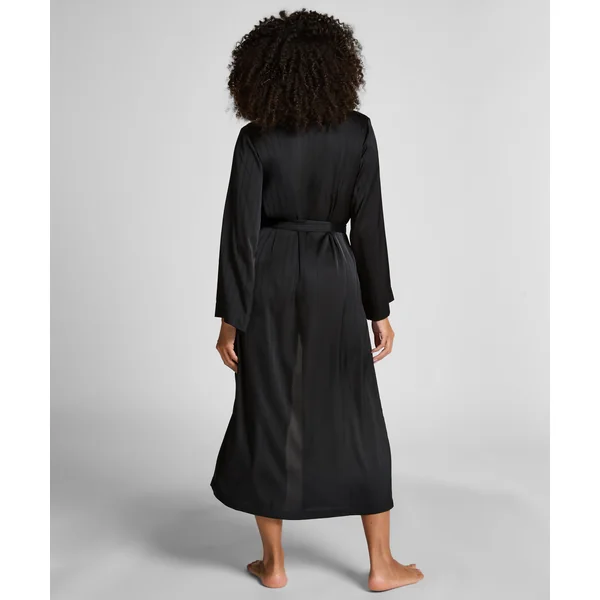 Kimono à rayures en satin - Noir