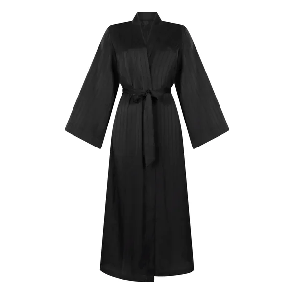 Kimono à rayures en satin - Noir