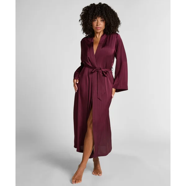 Kimono à rayures en satin - Violet