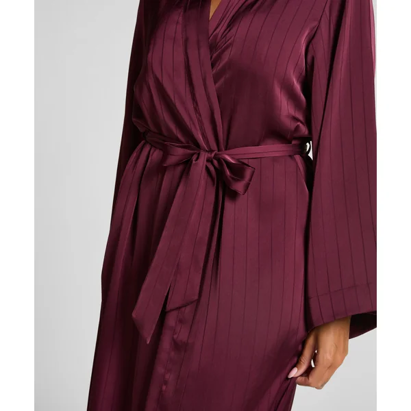 Kimono à rayures en satin - Violet