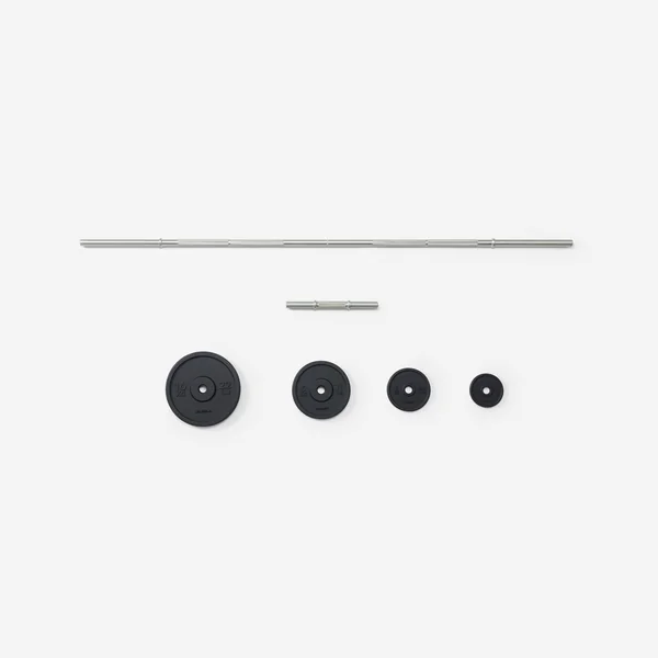 Kit 93 kg haltères et barres musculation avec disque en fonte à 80% recyclée