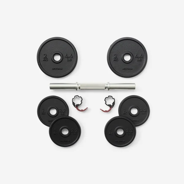 Kit haltère de musculation 10 kg avec disque de fonte à 80 % recyclée