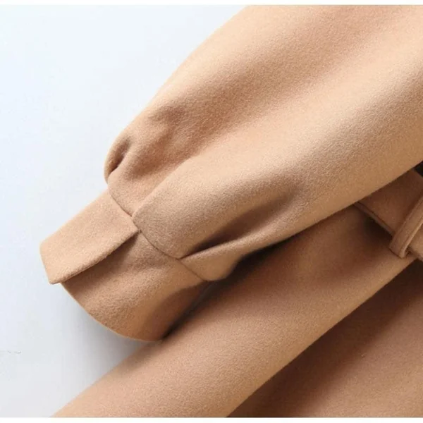 Long Manteau Camel à Manches Bouffantes