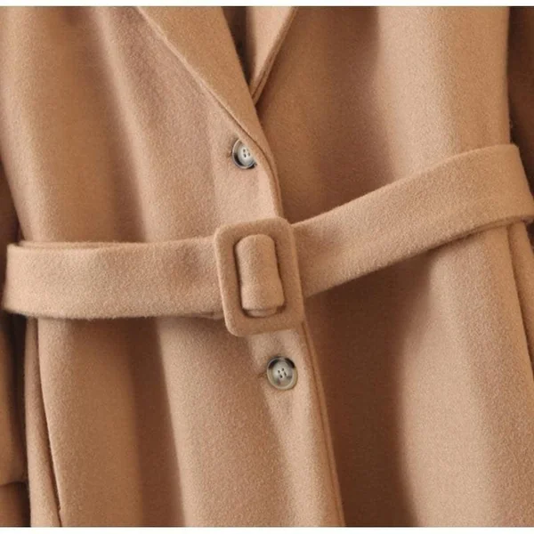 Long Manteau Camel à Manches Bouffantes