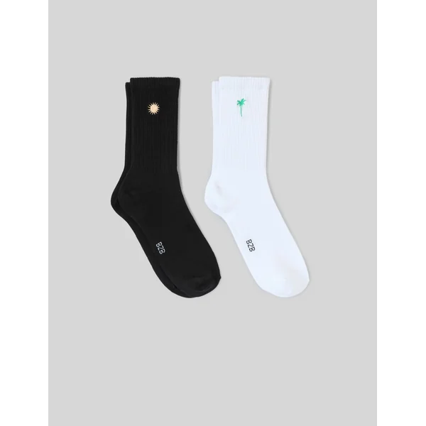 Lot de 2 chaussettes brodée Blanc écru