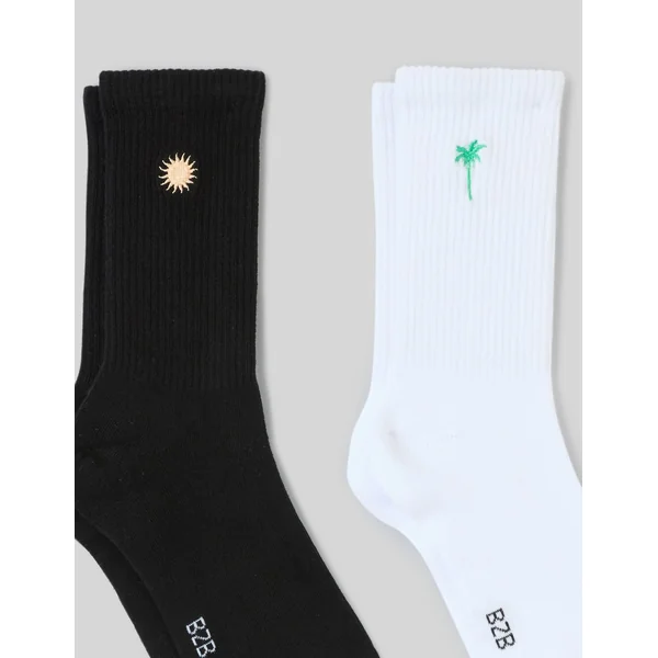 Lot de 2 chaussettes brodée Blanc écru