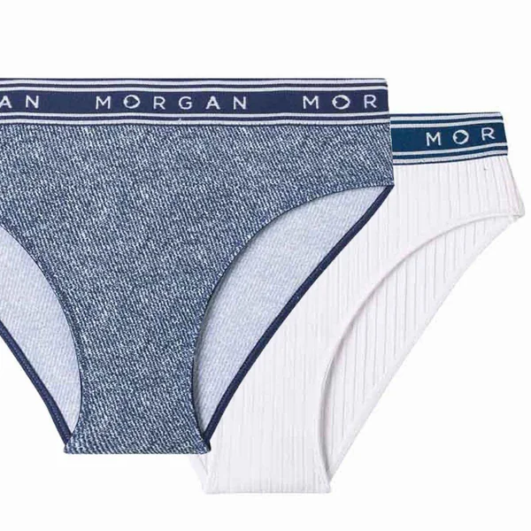 Lot de 2 culottes - Blanc/Bleu Morgan Lingerie JESS Morgan Lingerie