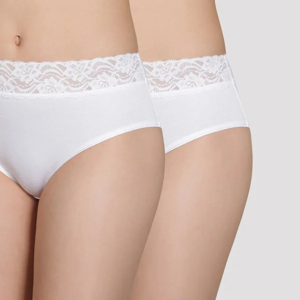 Lot de 2 culottes blanches taille haute en coton Dim
