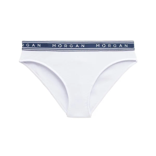 Lot de 2 Culottes classiques en coton Blanche avec ceinture siglée Morgan Lingerie Morgan Lingerie