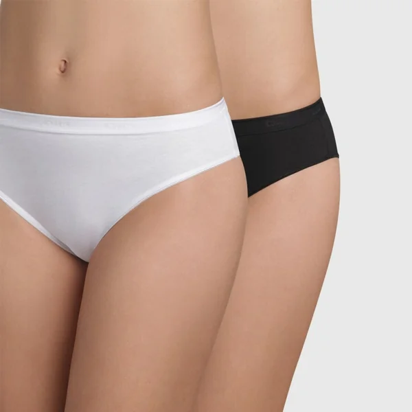 Lot de 2 culottes en coton bio Noir/Blanc Dim