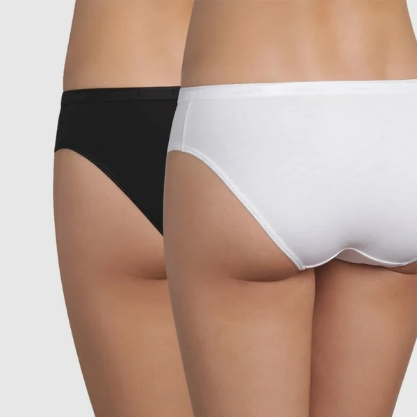 Lot de 2 culottes en coton bio Noir/Blanc Dim