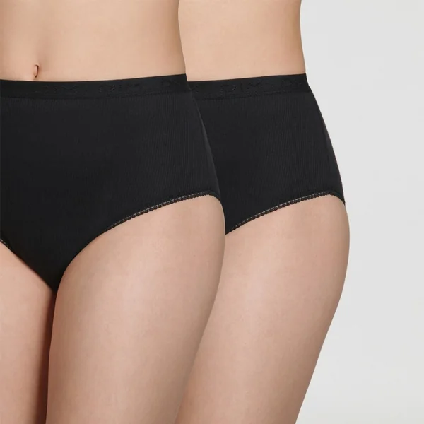 Lot de 2 culottes noires taille haute en coton Dim