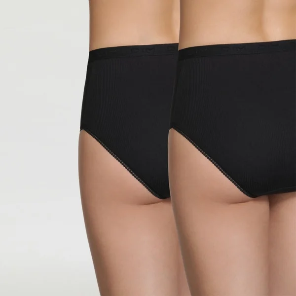 Lot de 2 culottes noires taille haute en coton Dim