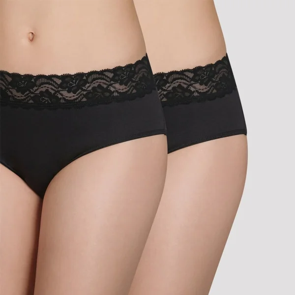 Lot de 2 culottes noires taille haute en coton Dim