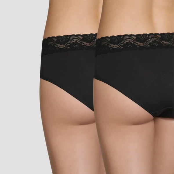 Lot de 2 culottes noires taille haute en coton Dim