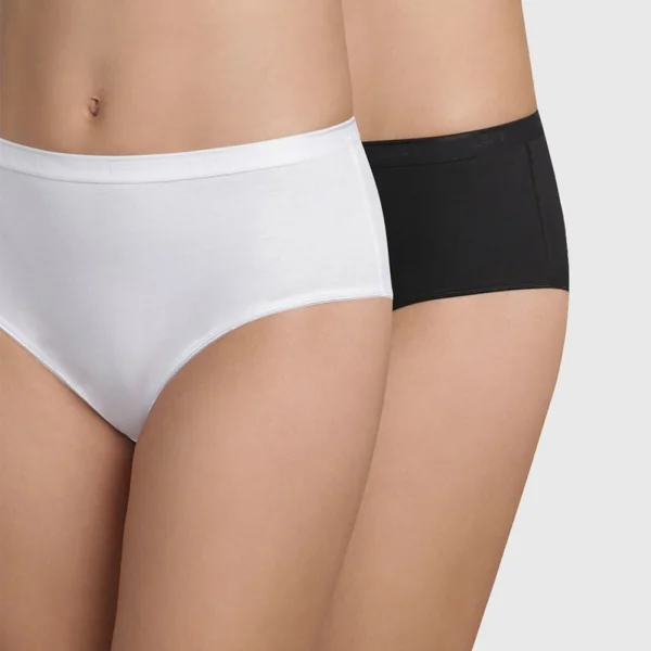 Lot de 2 culottes taille haute noire et blanche coton bio Dim