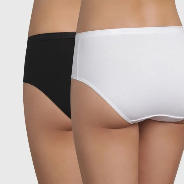 Lot de 2 culottes taille haute noire et blanche coton bio Dim