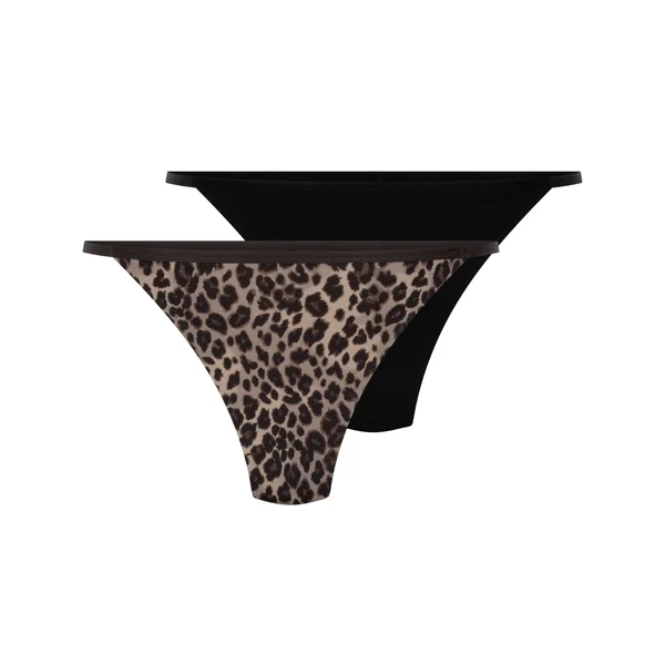 Lot de 2 Micro-string Léopard - Noir