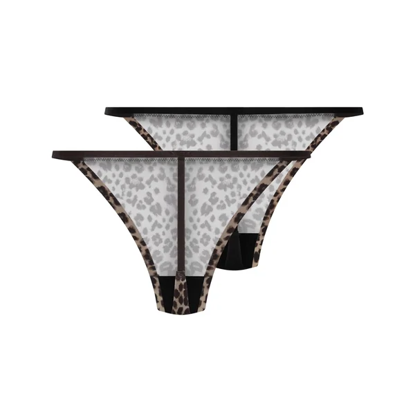 Lot de 2 Micro-string Léopard - Noir