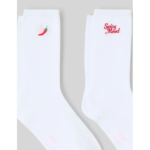 Lot de 2 paires de chaussettes bordées Blanc