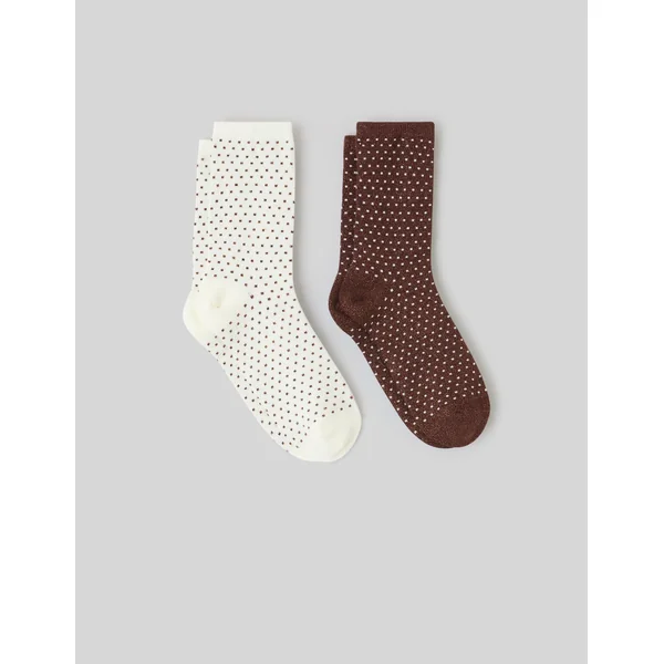 Lot de 2 paires de chaussettes à pois Marron foncée