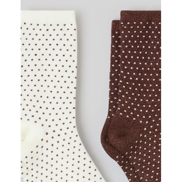 Lot de 2 paires de chaussettes à pois Marron foncée