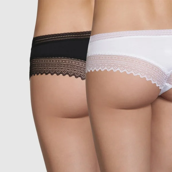 Lot de 2 shorties noir et blanc en coton Dim
