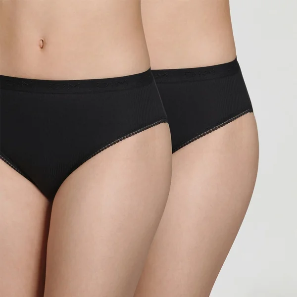 Lot de 2 slips noirs en coton Dim