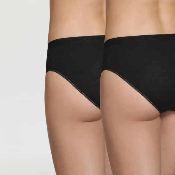 Lot de 2 slips noirs en coton Dim