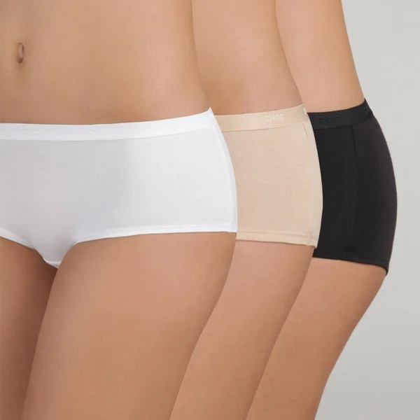 Lot de 3 boxer blanc, beige et noir en coton Dim Les Pockets