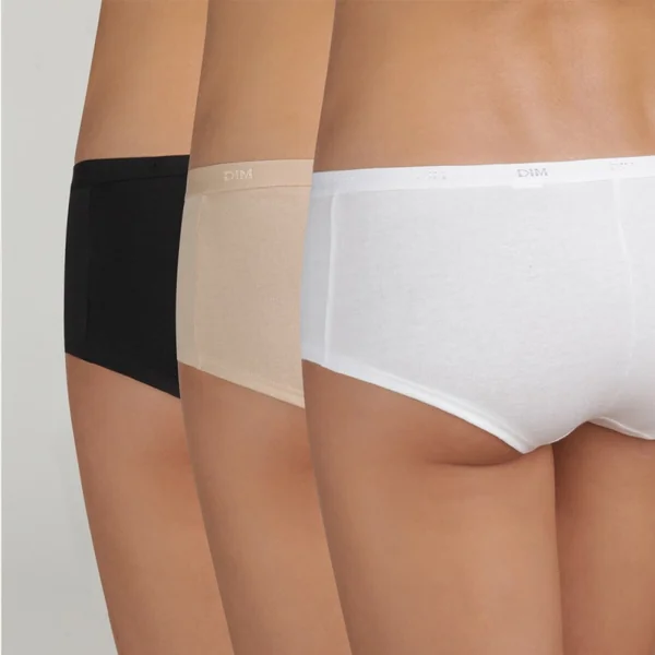 Lot de 3 boxer blanc, beige et noir en coton Dim Les Pockets