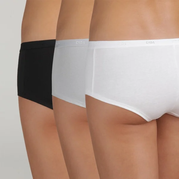 Lot de 3 boxers noir, blanc et gris en coton Dim Les Pockets