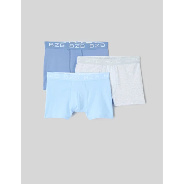 Lot de 3 boxers unis Bleu