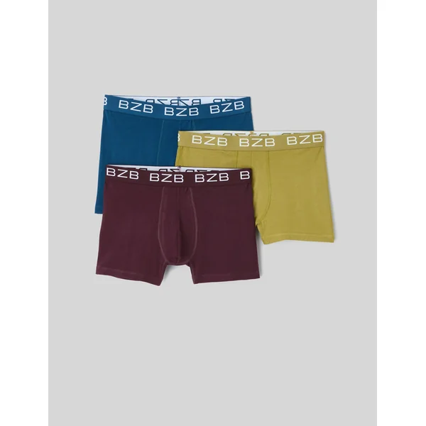 Lot de 3 boxers unis Lie de vin