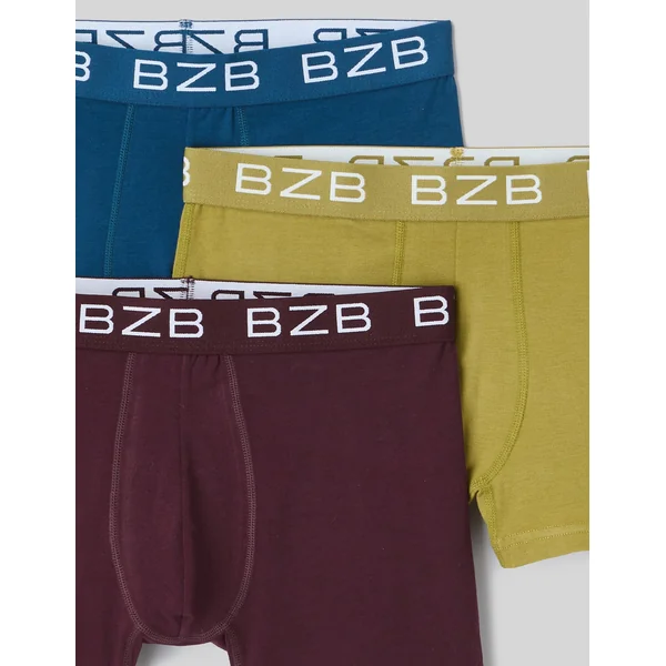 Lot de 3 boxers unis Lie de vin