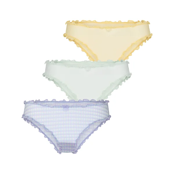 Lot de 3 Culottes Brésiliennes Vichy - Jaune