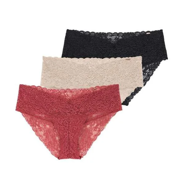 Lot de 3 culottes classiques Corail/Beige/Noire Dorina