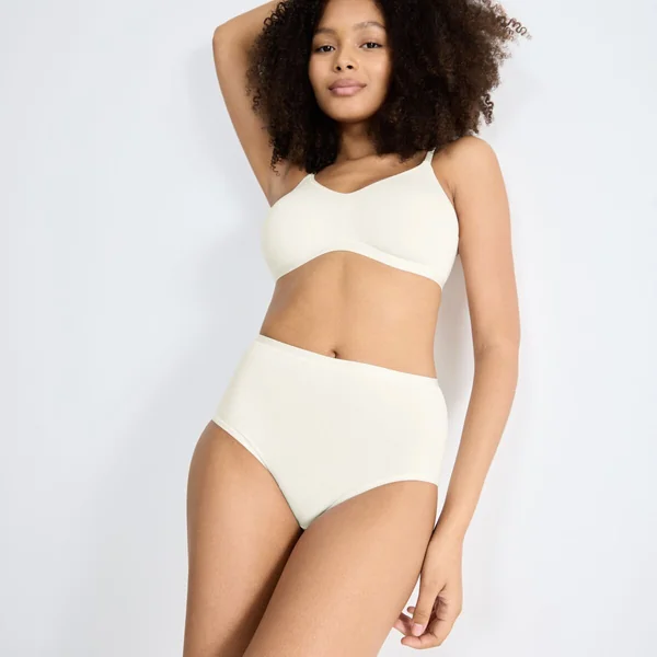 Lot de 3 culottes taille haute nacre en coton blanc Sloggi