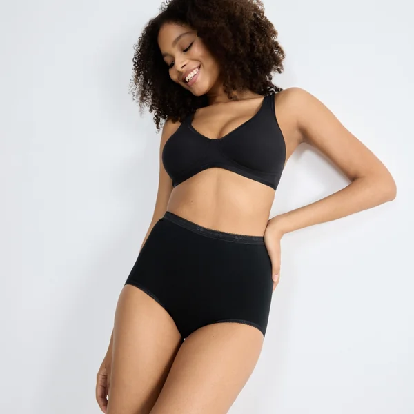 Lot de 3 culottes tailles hautes Sloggi Basic Noires en coton Sloggi