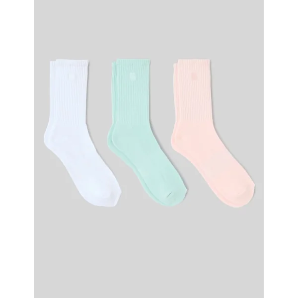 Lot de 3 paires de chaussettes brodées Rose