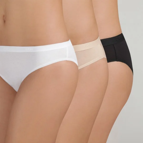 Lot de 3 slips blanc, beige et noir en coton Dim Les Pockets