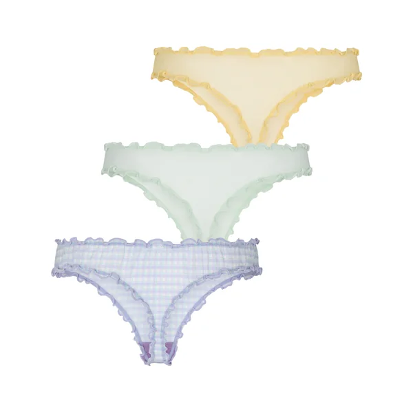 Lot de 3 Strings Vichy - Jaune