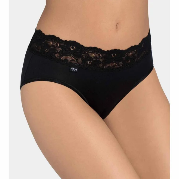 Lot de 4 culottes classiques Sloggi Romance Noires en coton Sloggi