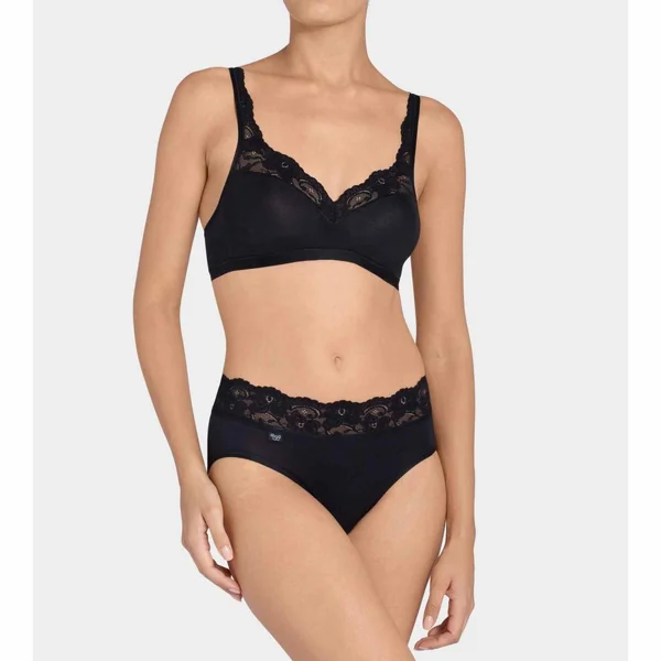 Lot de 4 culottes classiques Sloggi Romance Noires en coton Sloggi
