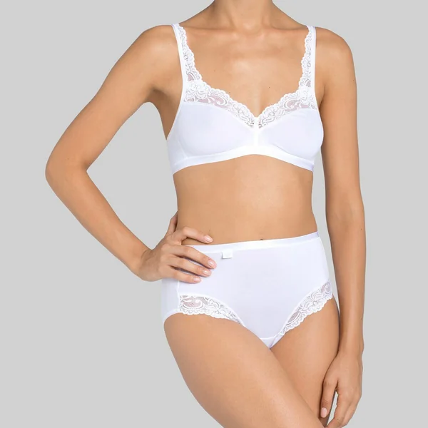 Lot de 4 culottes hautes - Blanc sloggi Romance Maxi 4SP/FR WHITE en coton Sloggi
