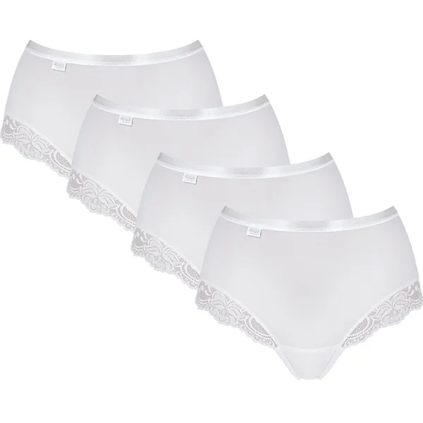 Lot de 4 culottes hautes - Blanc sloggi Romance Maxi 4SP/FR WHITE en coton Sloggi