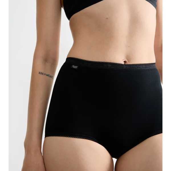 Lot de 4 culottes hautes Sloggi Basic Noires en coton Sloggi
