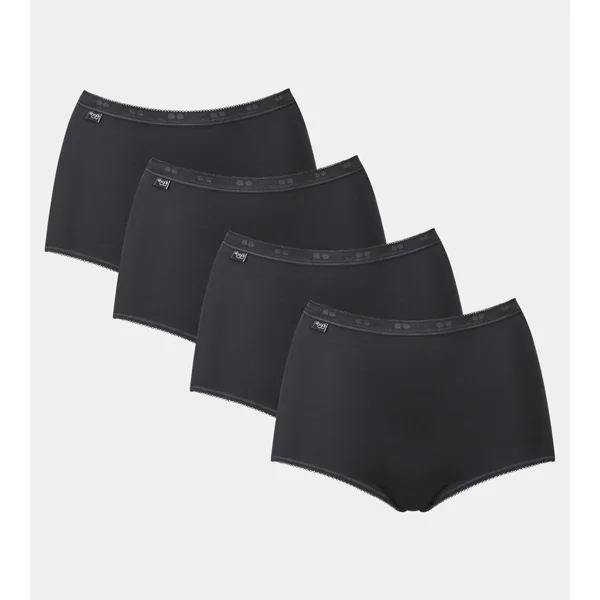 Lot de 4 culottes hautes Sloggi Basic Noires en coton Sloggi