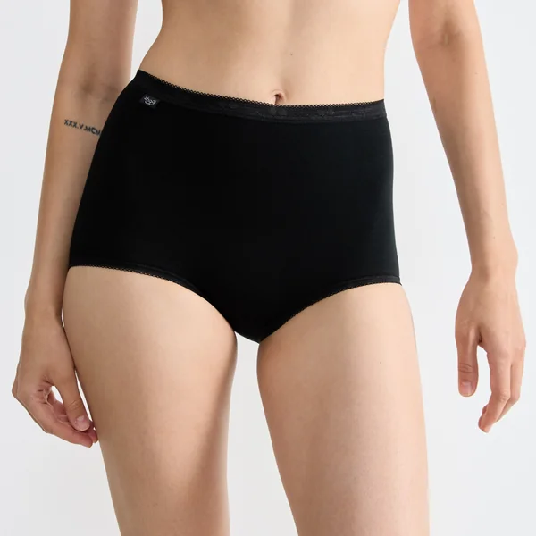 Lot de 4 culottes hautes Sloggi Basic Noires en coton Sloggi